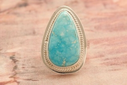 Genuine Kingman Water Web Turquoise Sterling Silver Ring